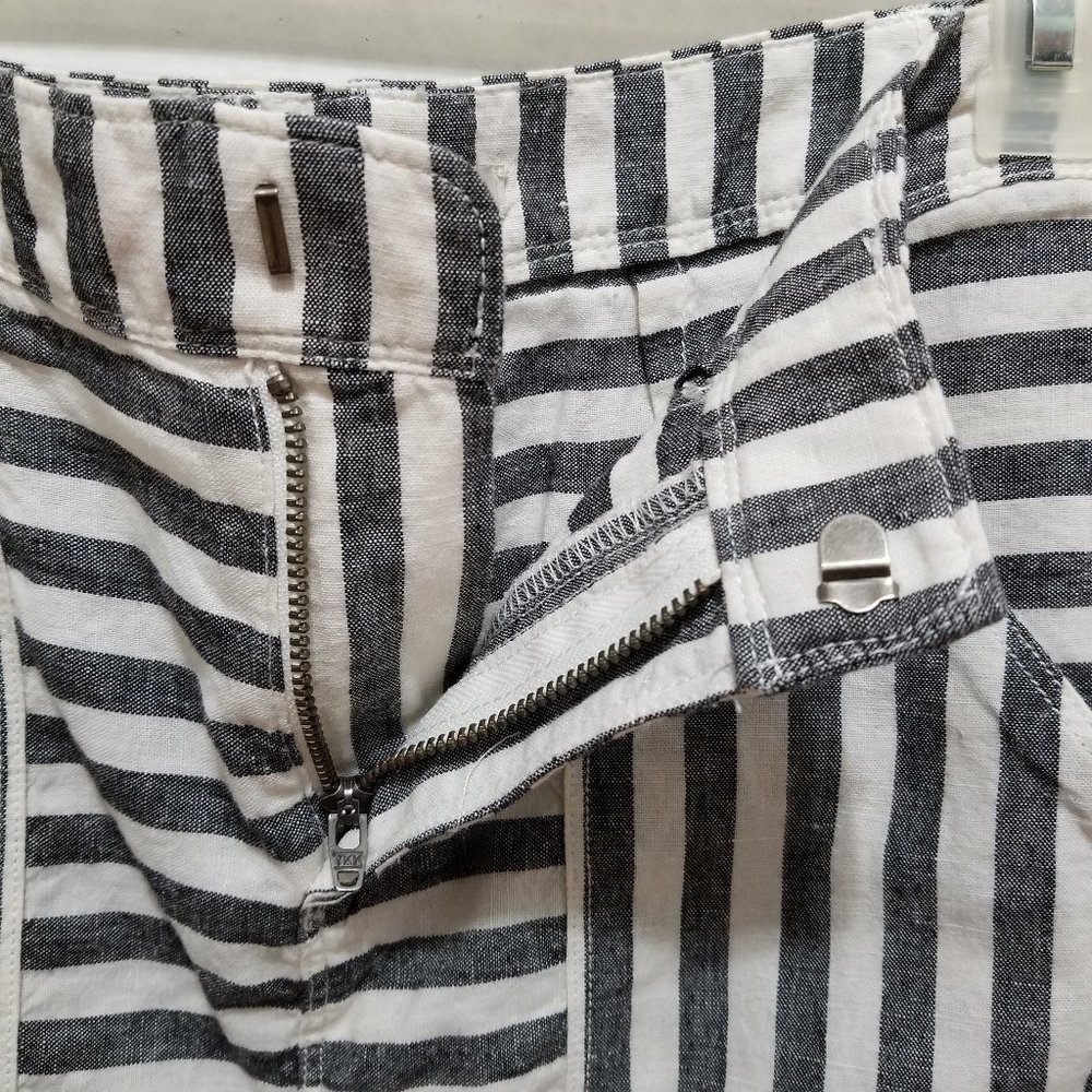 Broadway & Broome skirt 2 Striped Linen pencil railroad stripes pockets mini - Picture 9 of 15
